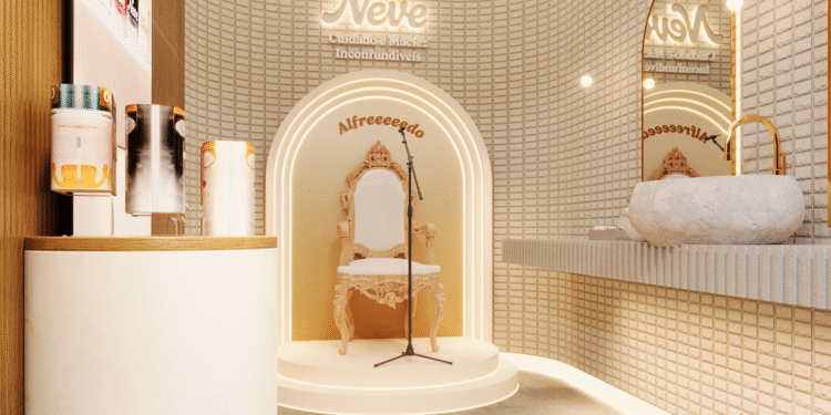 Neve transforma banheiros em experiência em estreia no The Town