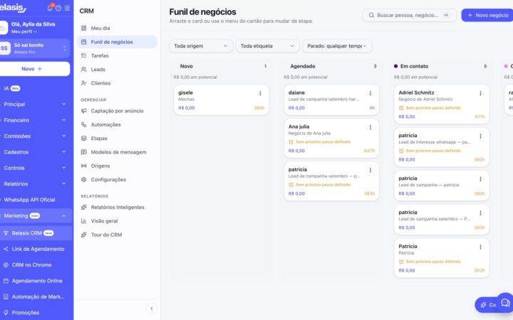 Lançamento do CRM nativo integrado à plataforma Belasis, voltado ao setor de beleza e bem-estar, com foco em vendas e retenção.