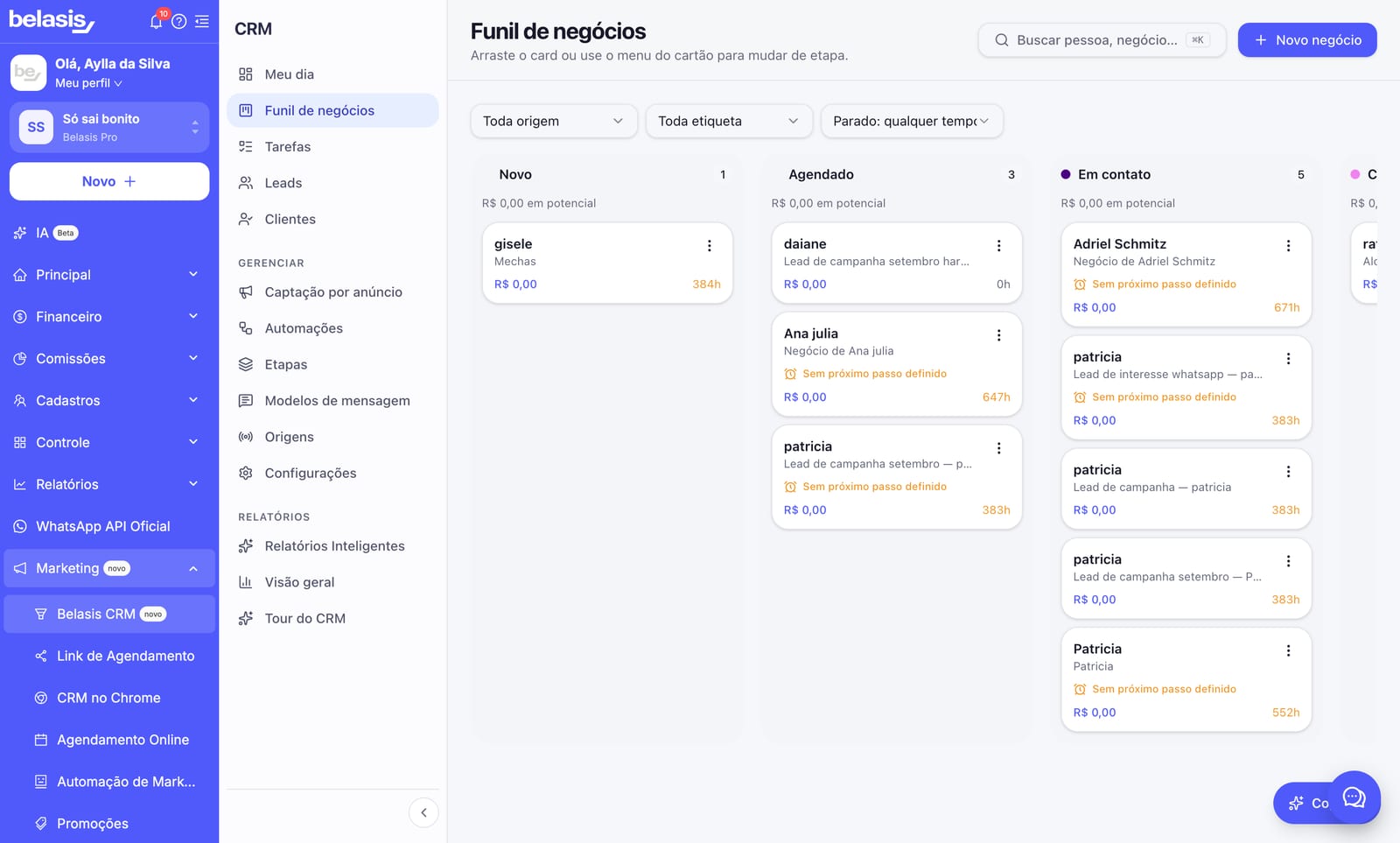Lançamento do CRM nativo integrado à plataforma Belasis, voltado ao setor de beleza e bem-estar, com foco em vendas e retenção.
