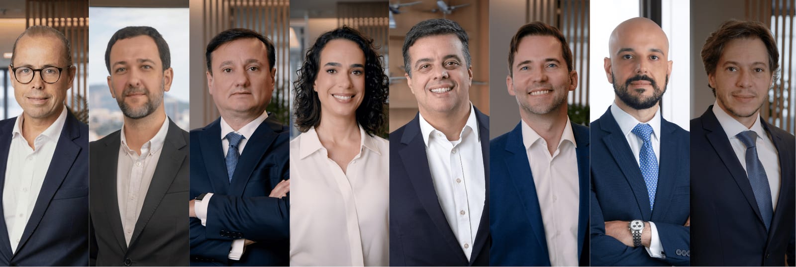 Sócios do CAR | HFW (Costa & Rocha Advogados em cooperação com HFW). Da esquerda para direita: Geoffrey Conlin, Eduardo Penna, Dinir Rocha, Mariana Somensi, Julio Costa, Danilo Machado, Bernardo de Senna, Marcelo Belluci.